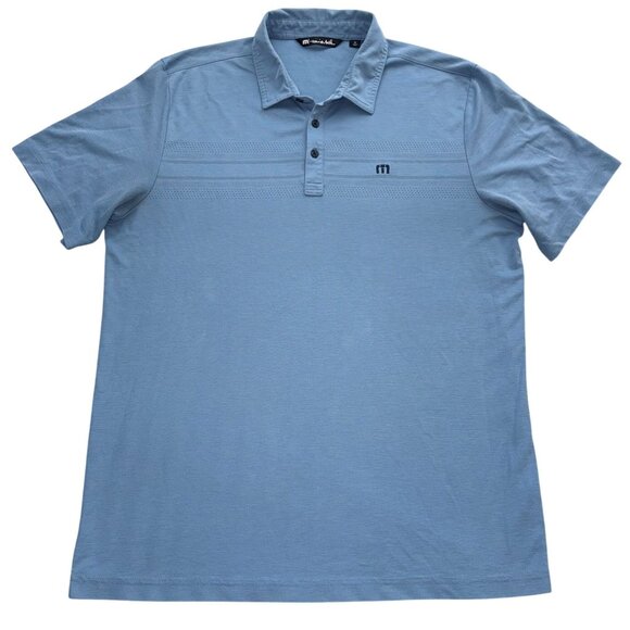 Travis Mathew Polo Shirt Mens XL Blue Short Sleeve Golf Preppy Pima Cotton Blend - Picture 1 of 8